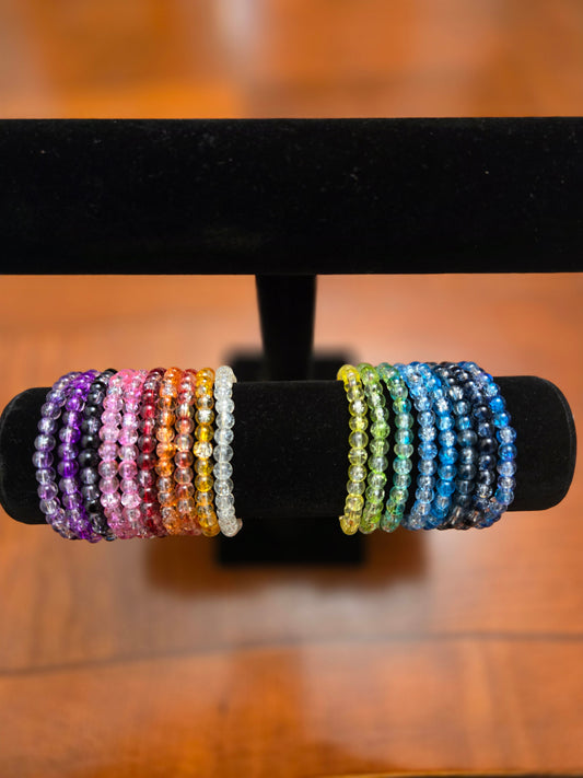 Handcrafted Crackle Glass Beaded Bracelet