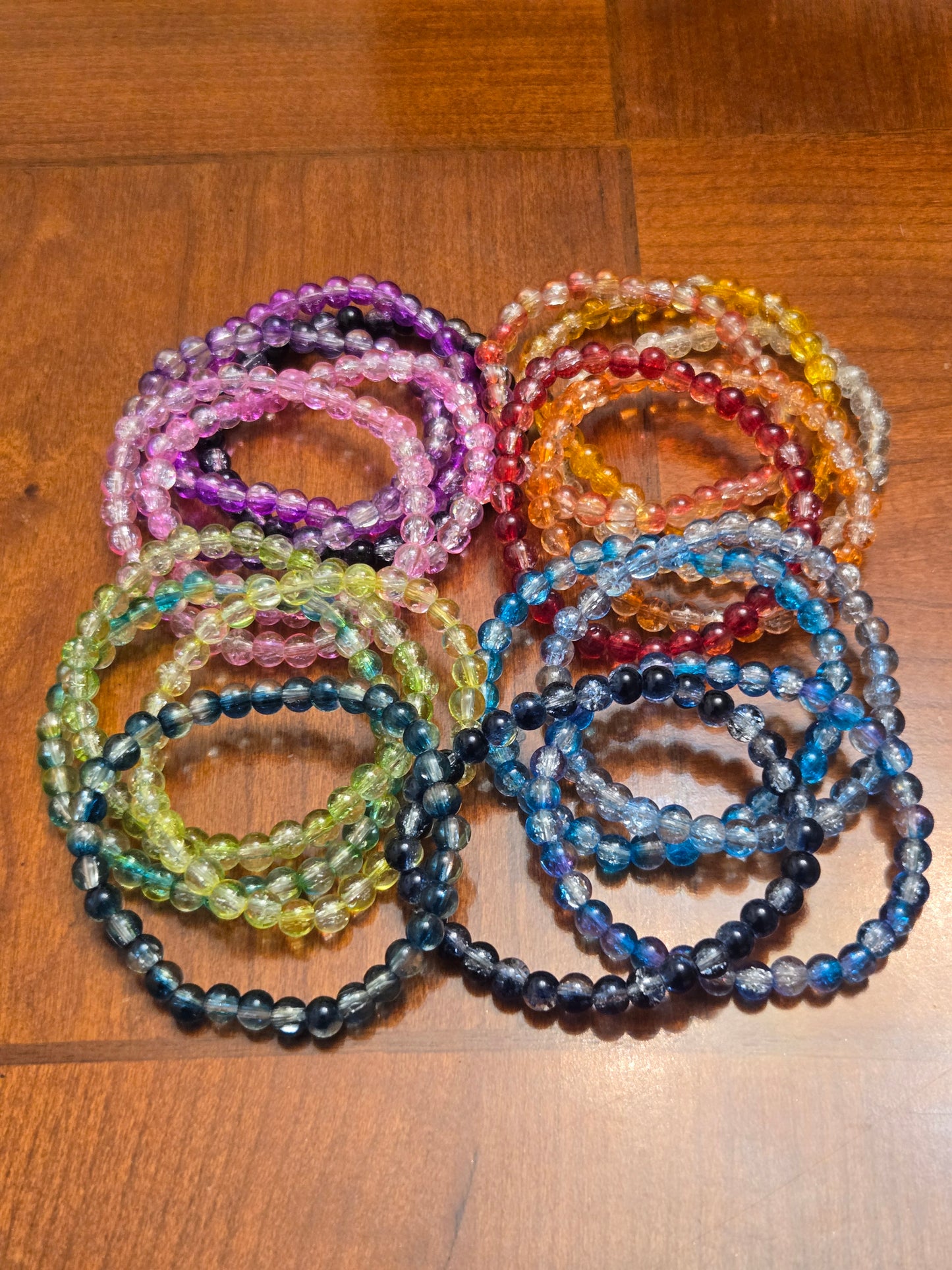 Handcrafted Crackle Glass Beaded Bracelet